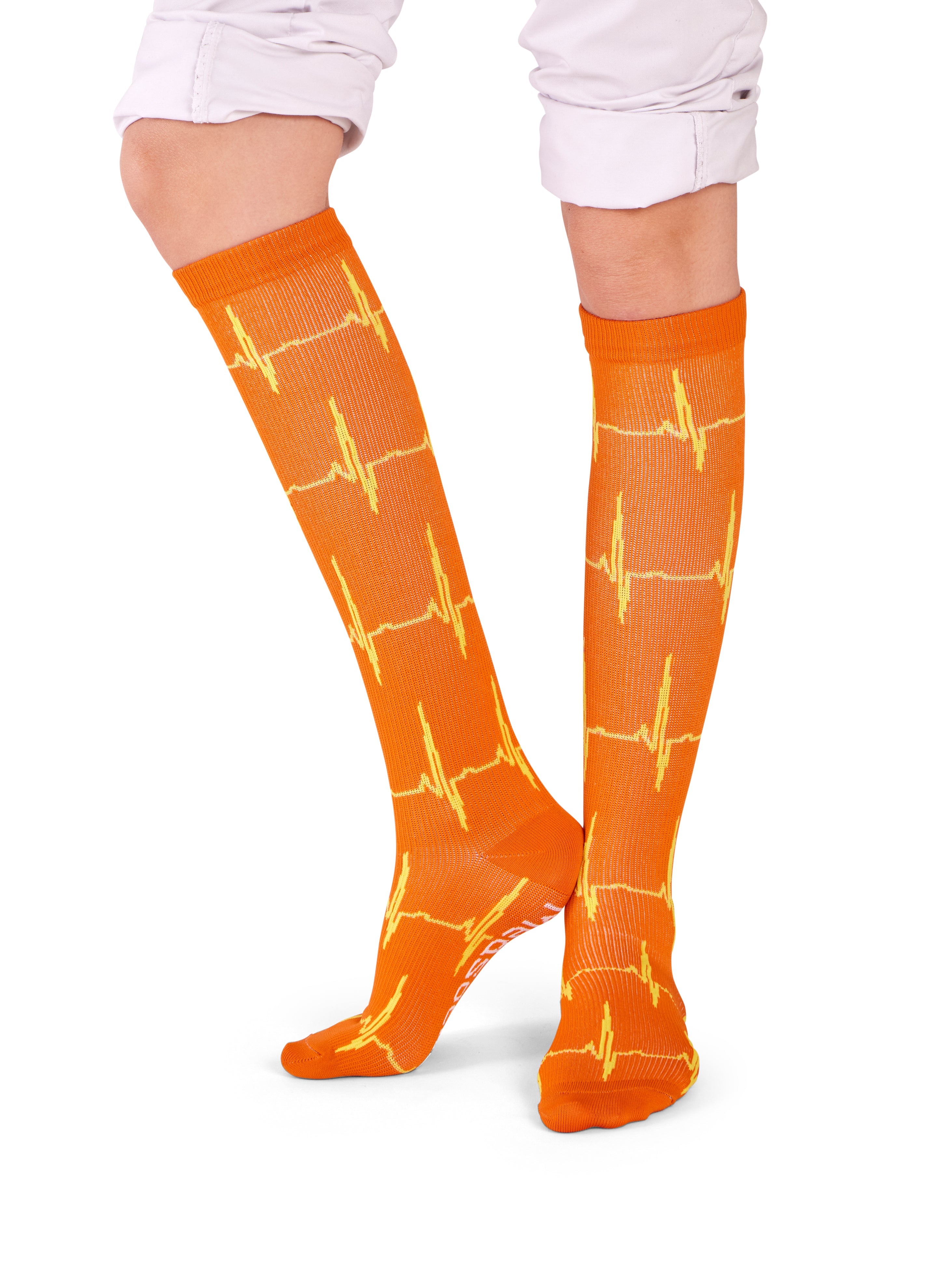 Compression socks ECG Orange Yellow - Heart rate