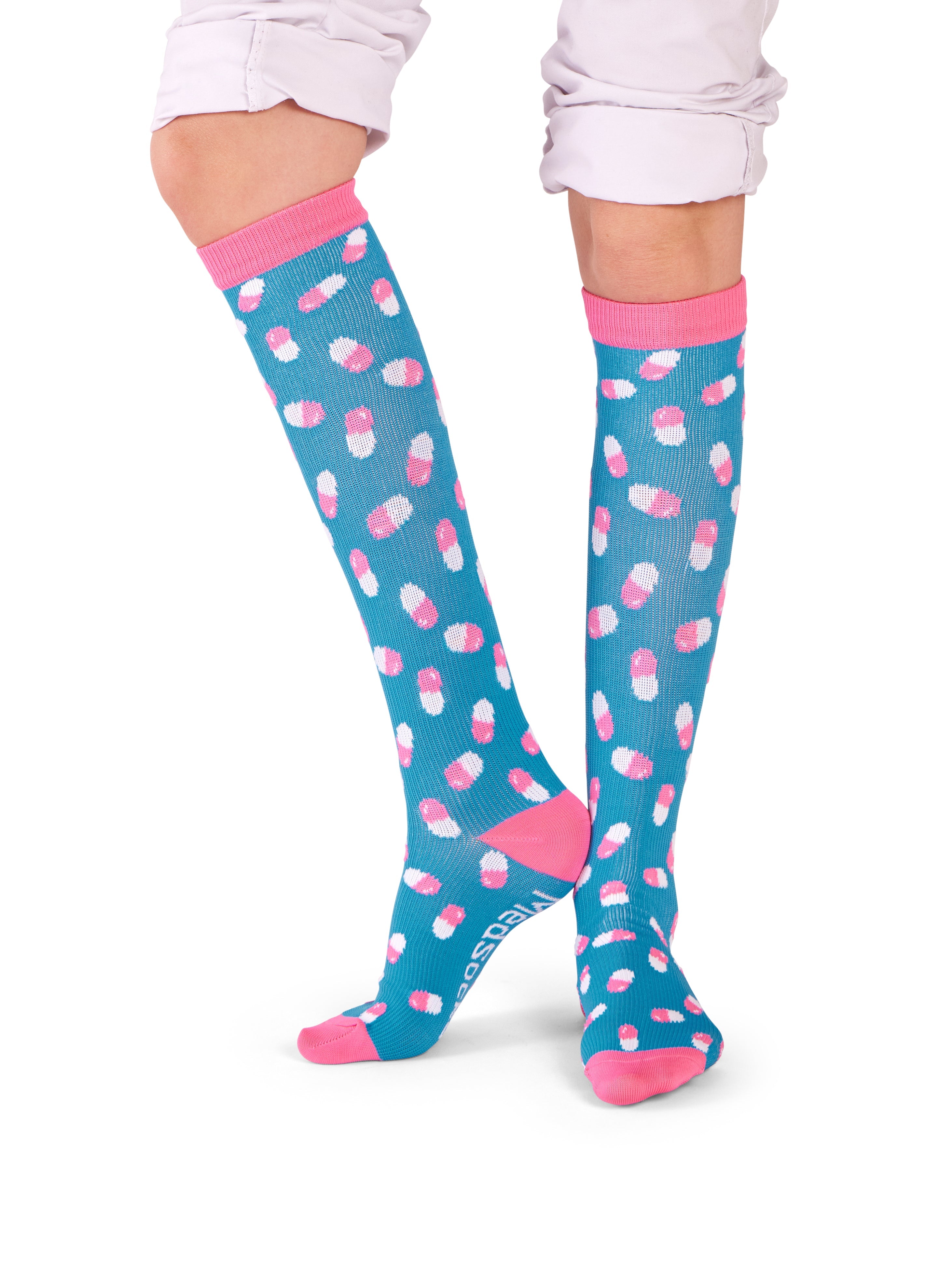 Compression Socks Medication / Pills Blue Pink
