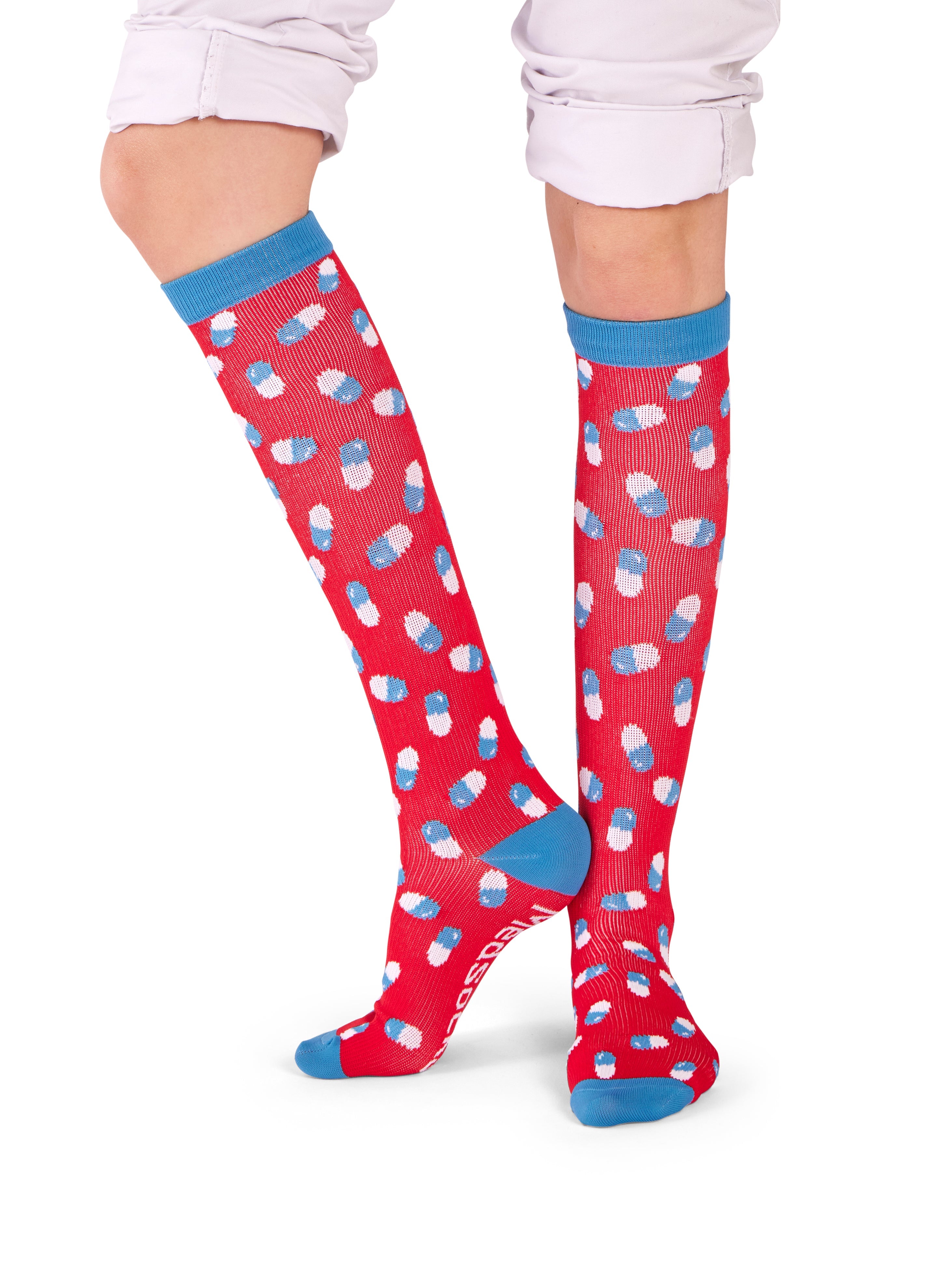 Compression Socks Medication / Pills Red Blue