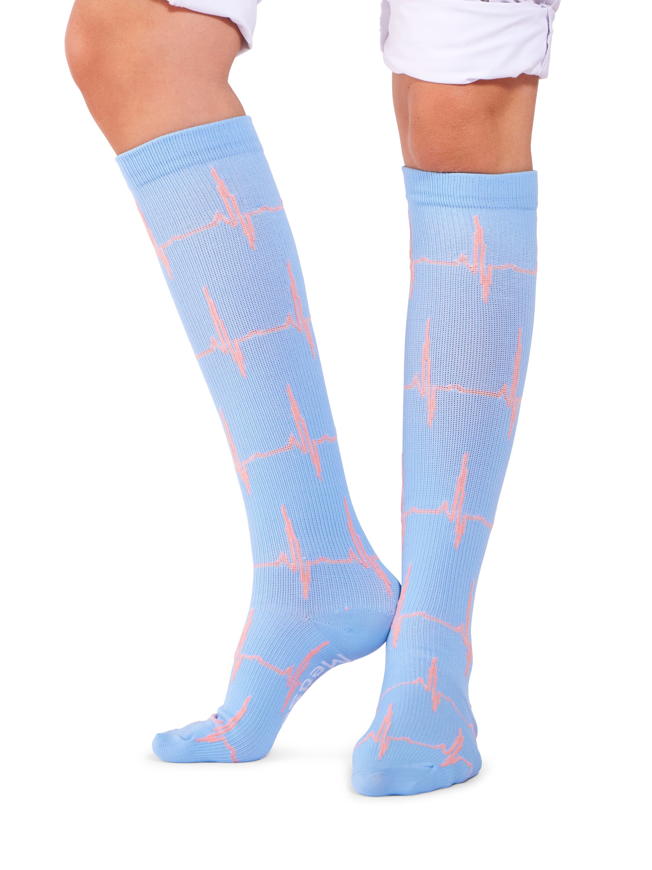 Compression socks ECG Blue Pink - Heart rate