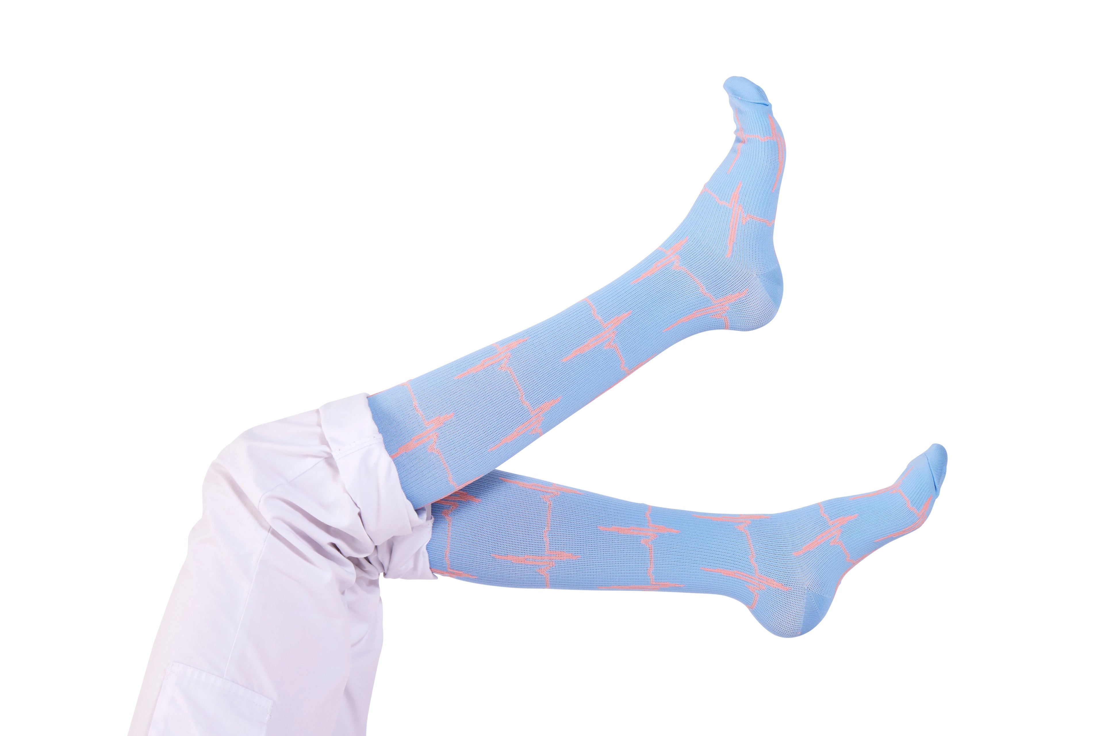 Compression socks ECG Blue Pink - Heart rate