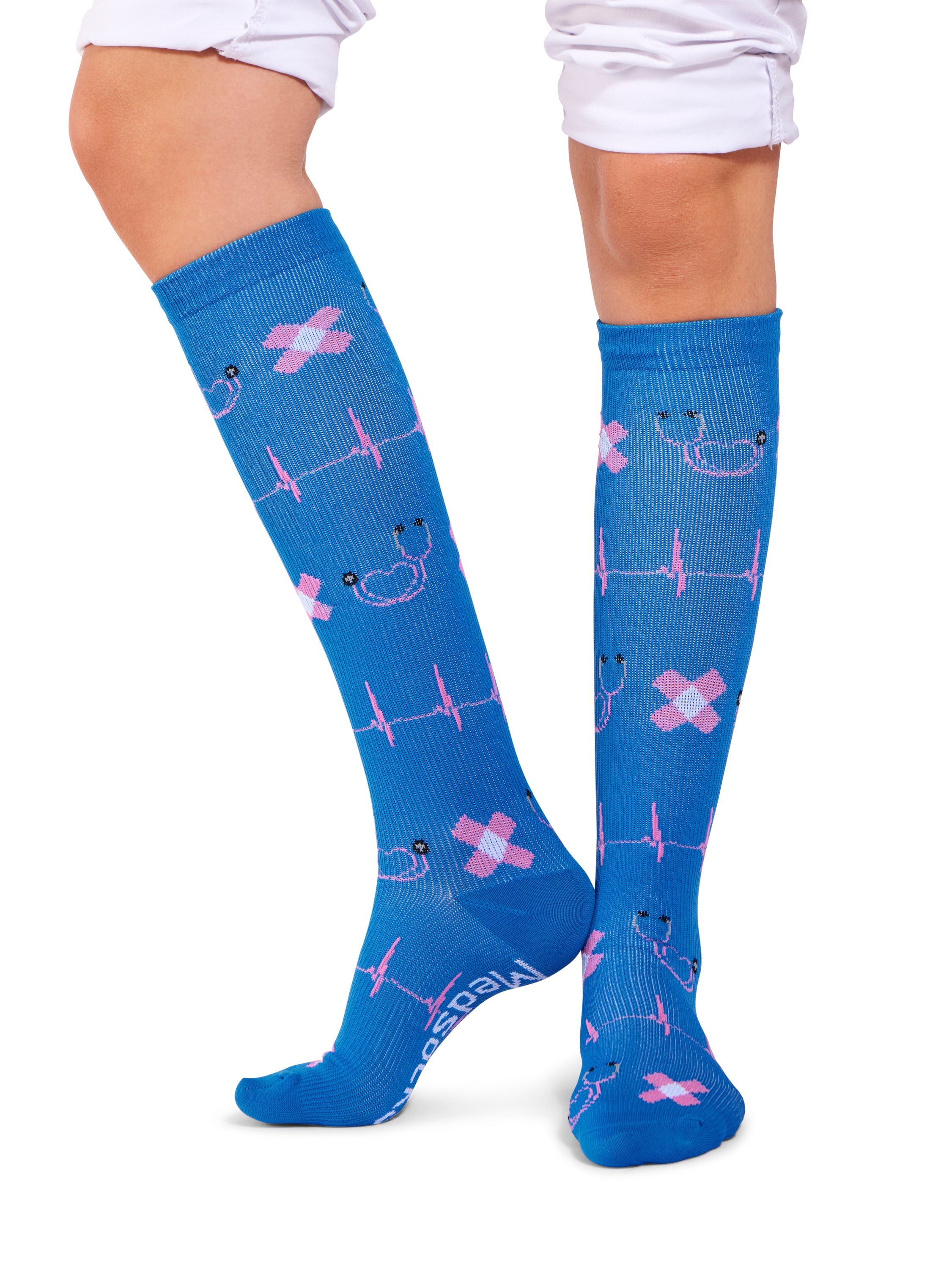Caring for Each Other Compression Socks Blue