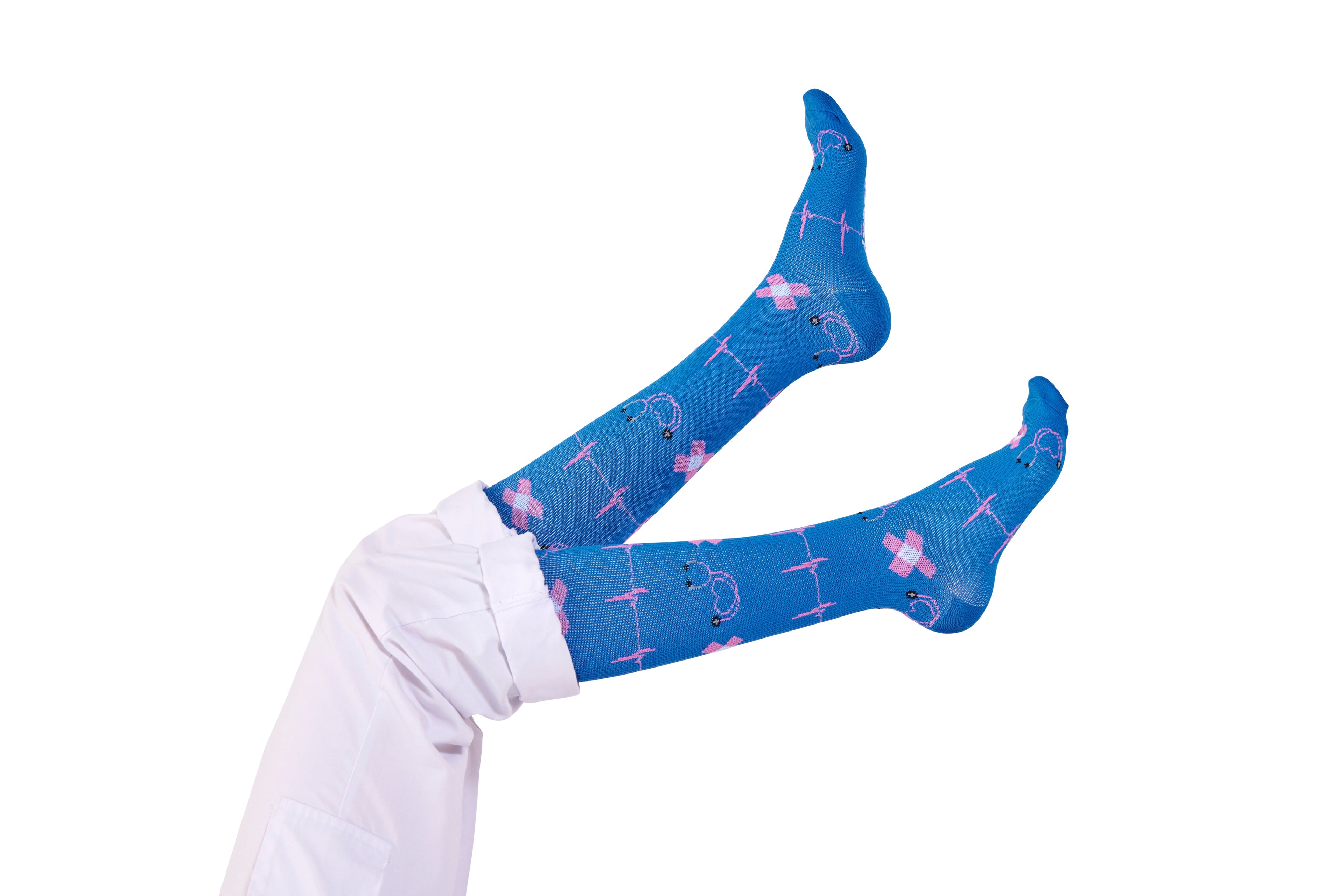 Caring for Each Other Compression Socks Blue