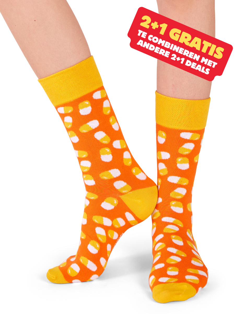Medication | Pill Socks Orange Yellow!