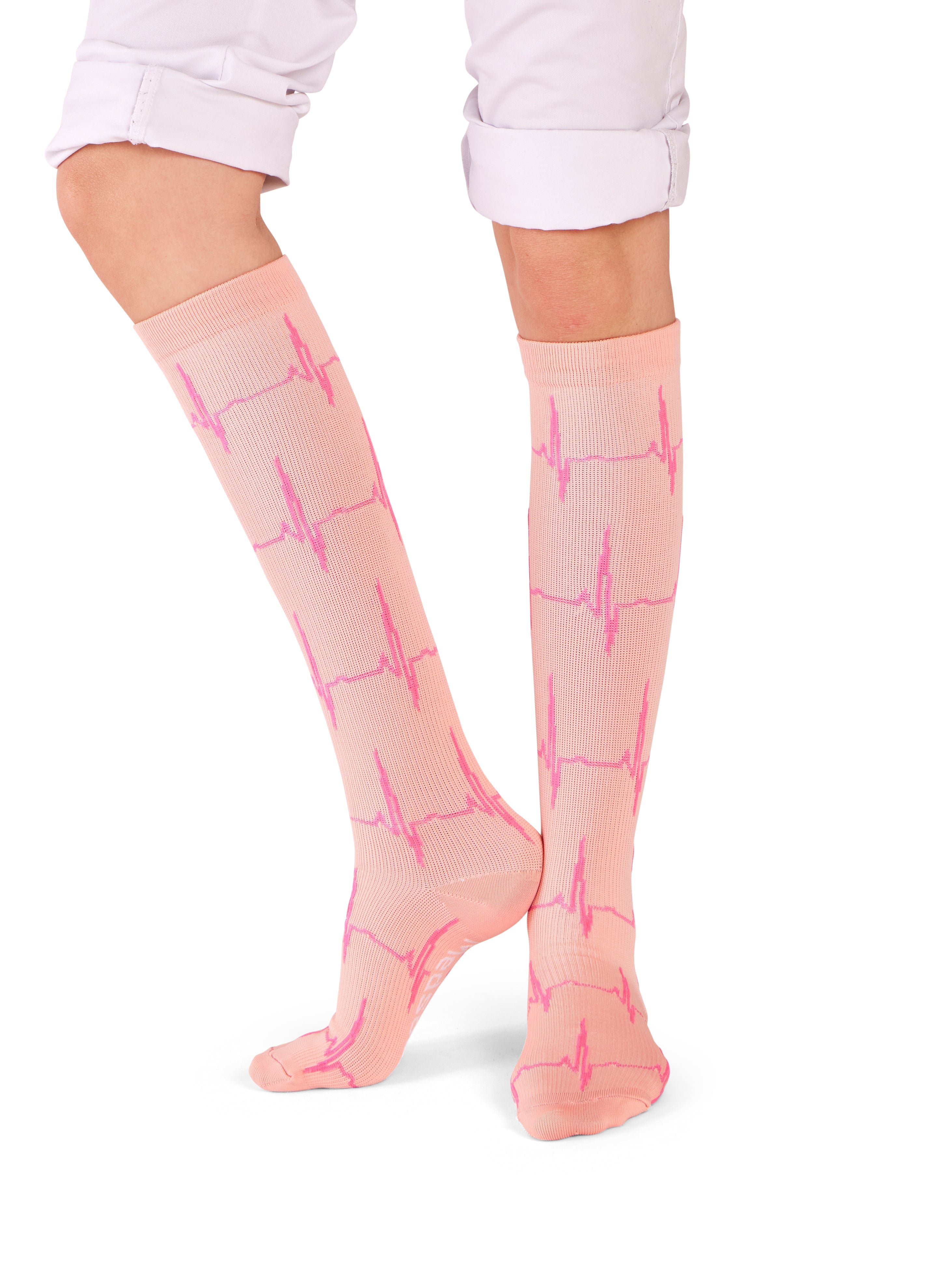 Compression socks ECG Light Pink Pink - Heartbeat