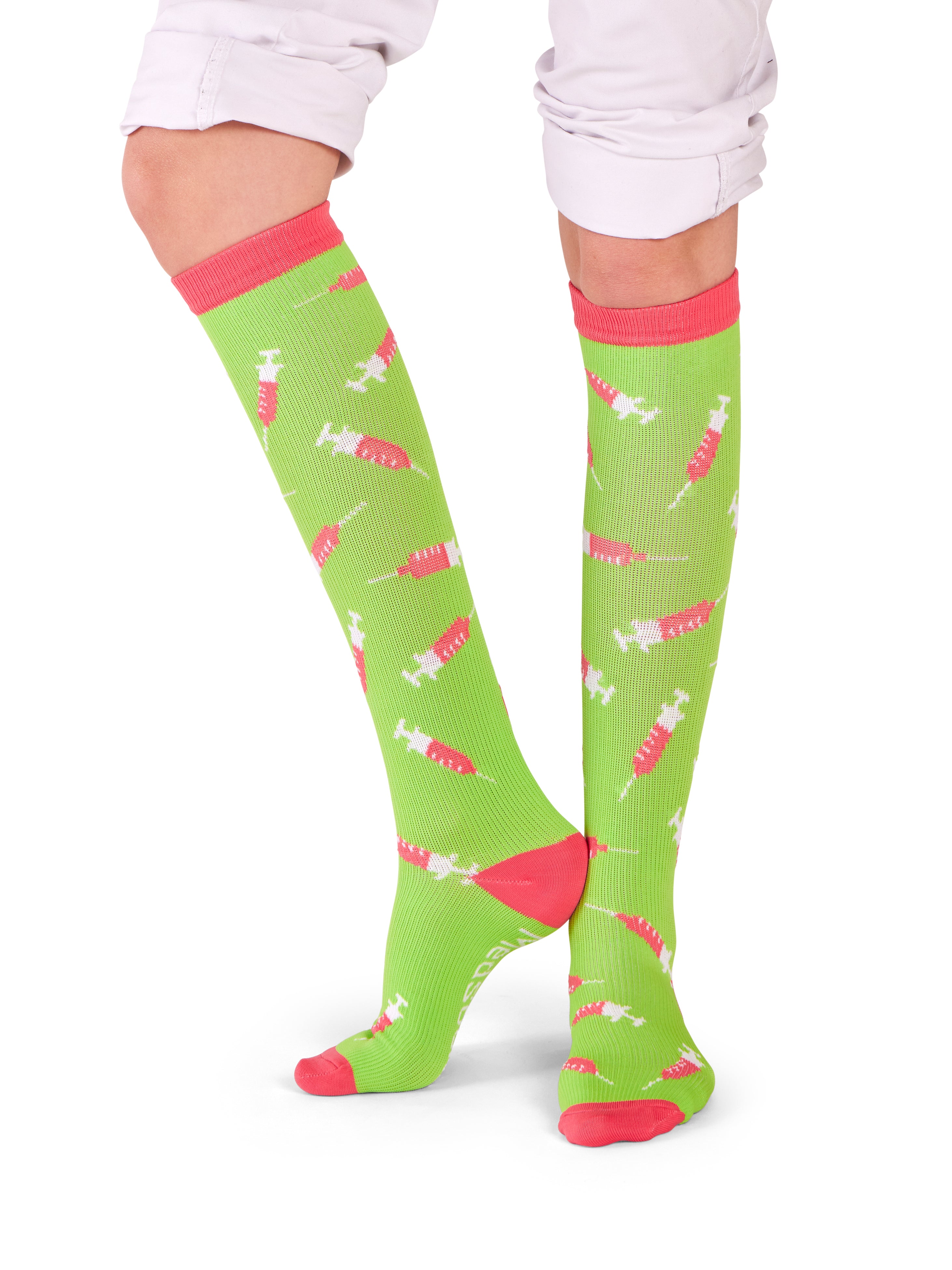 MedSocks Spuitjes Groen / Roze compressie sokken