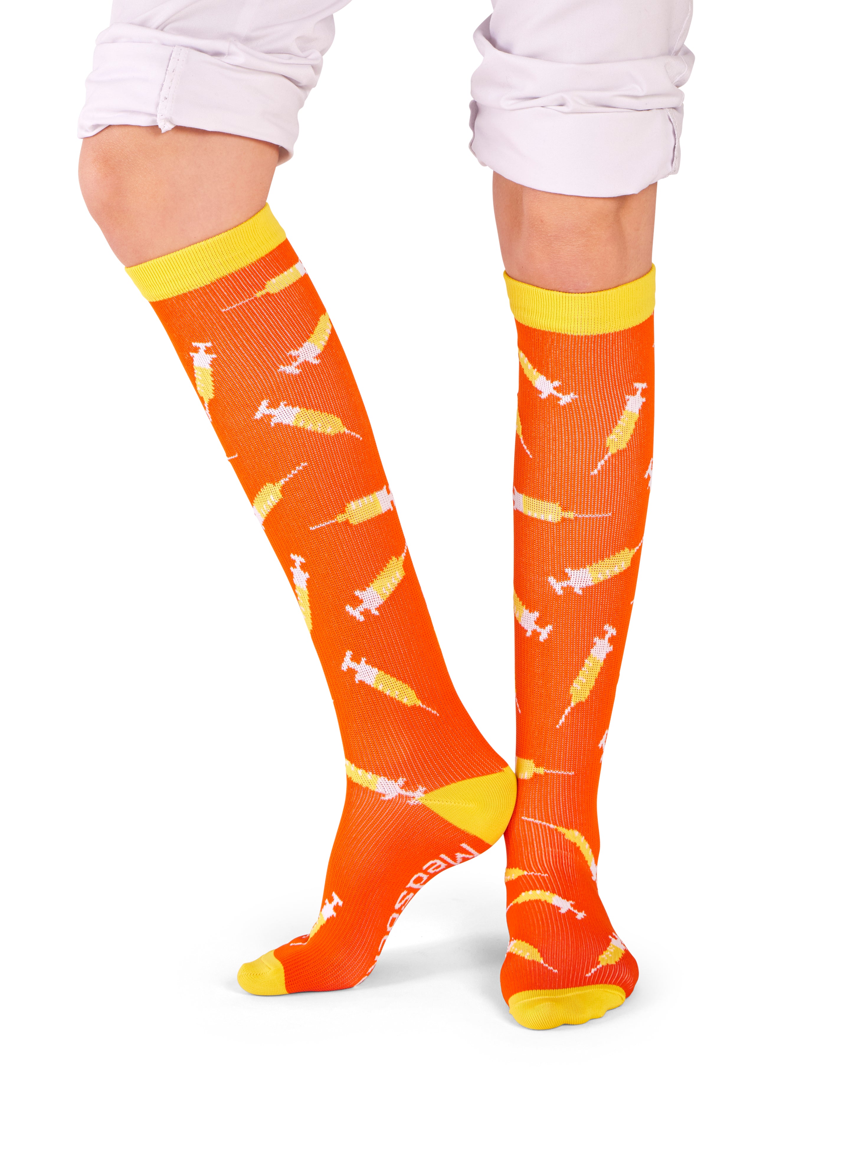 MedSocks Spuitjes Oranje Geel compressie sokken