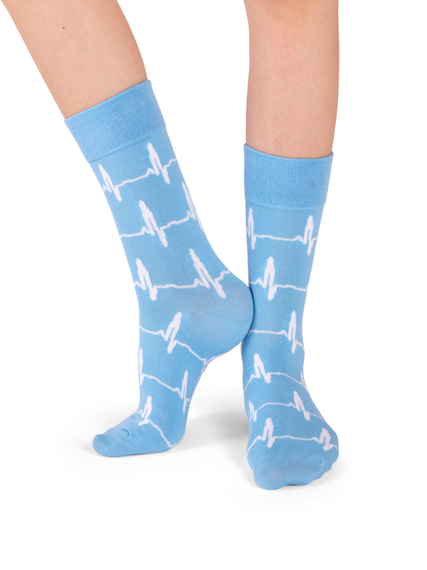 ❤️ ECG | Hartslag Sokken blauw wit 🩺