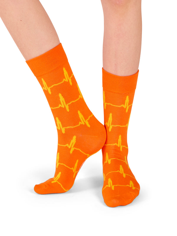 ❤️ ECG | Hartslag Sokken oranje geel 🩺